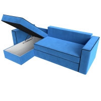 Угловой диван Принстон (велюр голубой чёрный) - Изображение 1